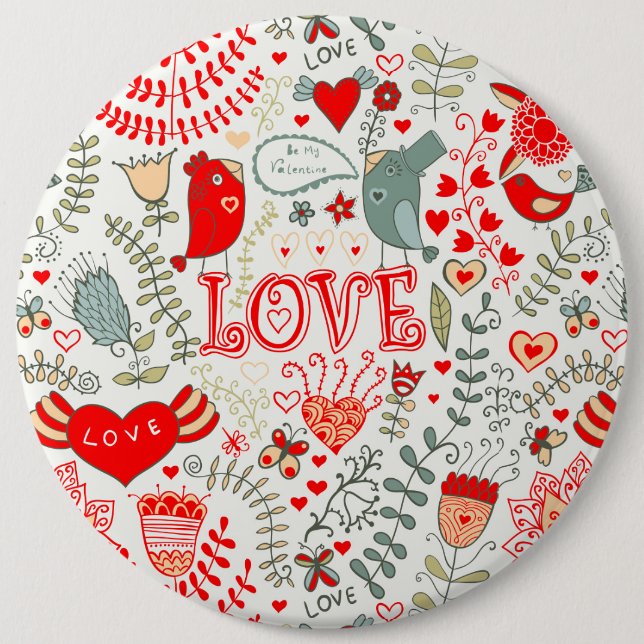Badge Rond 15,2 Cm Cute Floral Valentines Design (Devant)