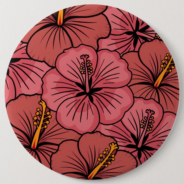 Badge Rond 15,2 Cm Cute hibiscus motif (Devant)