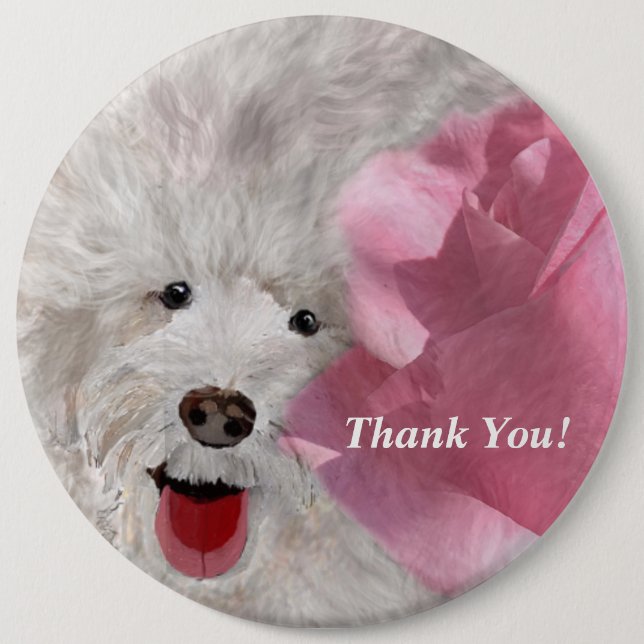 Badge Rond 15,2 Cm Cute Labradoodle & Amusant Rose (Devant)