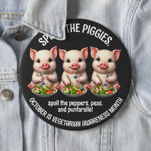 Badge Rond 15,2 Cm Cute Spare Piggies Manger Salades