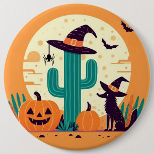 Badge Rond 15,2 Cm Cute, sud-ouest du désert d'Halloween/cactus