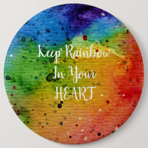 Badge Rond 15,2 Cm Cute Watercolor Rainbow