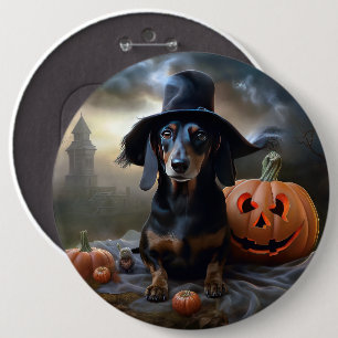 Badge Rond 15,2 Cm Dachshund Halloween effroi