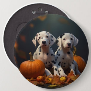 Badge Rond 15,2 Cm Dalmatien chiot Automne Délice Citrouille