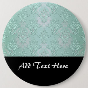 Badge Rond 15,2 Cm Damas bleu sarcelle pastel vert