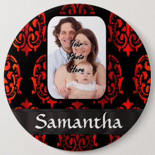 Badge Rond 15,2 Cm Damas rouge et noir