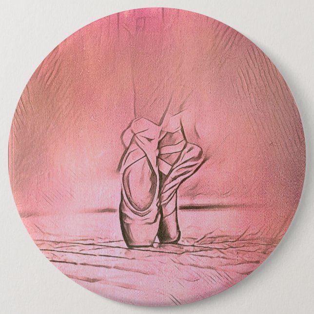 Badge Rond 15,2 Cm Dancing Ballet Shoes Pink Ballerina (Devant)