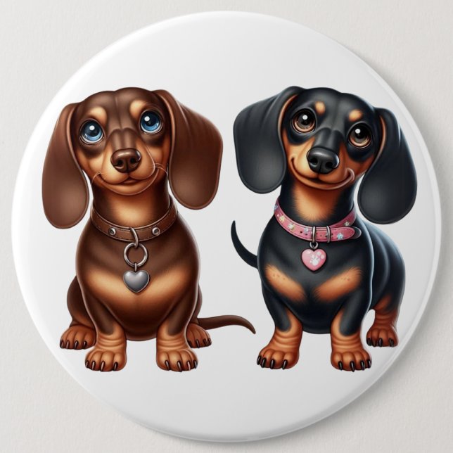 Badge Rond 15,2 Cm De mignons amis dachshund (Devant)