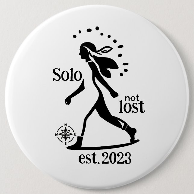 Badge Rond 15,2 Cm Déclaration de voyageur solo confiant  (Devant)