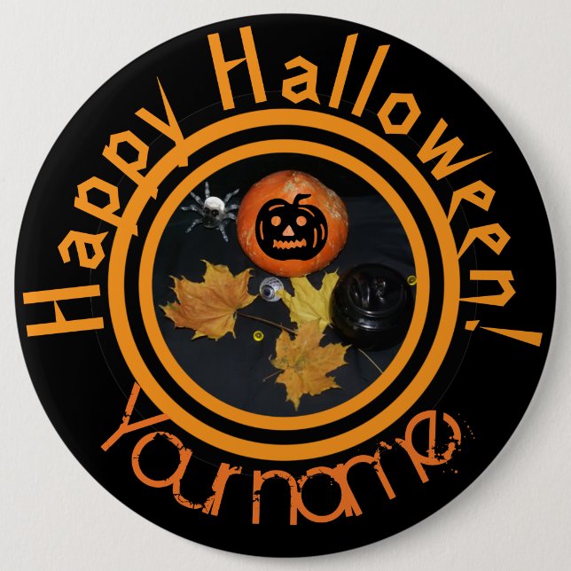Badge Rond 15,2 Cm Décor d'Halloween citrouille (Devant)