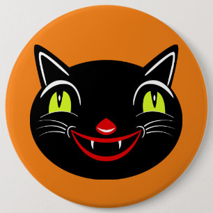 Badge Rond 15,2 Cm Décor Halloween vintage Chat Noir I