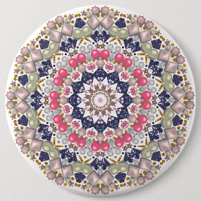 Badge Rond 15,2 Cm Décor perle (Devant)