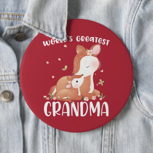 Badge Rond 15,2 Cm Deer Doe et la plus grande grand grand-mère du mon