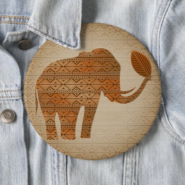 Badge Rond 15,2 Cm Design d'art tribal des éléphants (En situation)