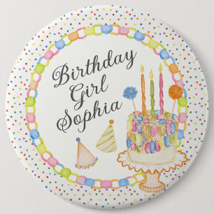 Badge Rond 15,2 Cm Dessert de fête d'anniversaire Confetti