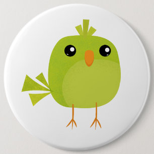 Badge Rond 15,2 Cm Dessin animé d'oiseau vert mignon