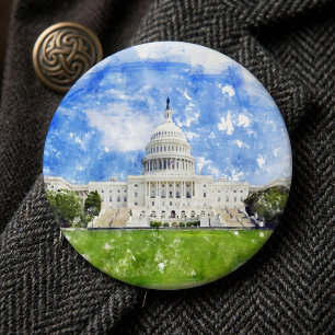 Badge Rond 15,2 Cm Dessin au pastel du Capitole des États-Unis
