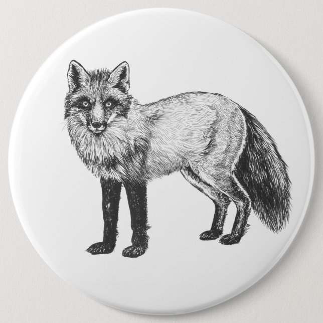 Badge Rond 15,2 Cm Dessin Fox (Devant)