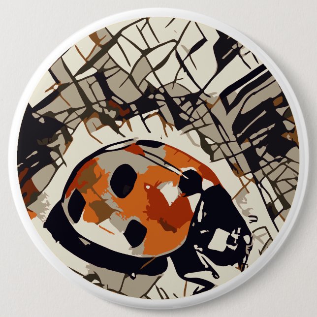 Badge Rond 15,2 Cm Dessin stylisé d'une coccinelle rouge (Devant)