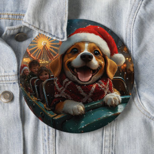 Badge Rond 15,2 Cm Dessous de verre à rouleaux de chien beagle Noël