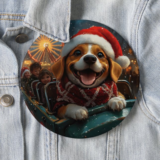 Badge Rond 15,2 Cm Dessous de verre à rouleaux de chien beagle Noël (En situation)