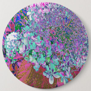 Badge Rond 15,2 Cm Détail élégant d'hydrangea Aqua et Violet Limeligh