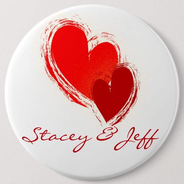 Badge Rond 15,2 Cm Deux coeurs dans l'amour (Devant)