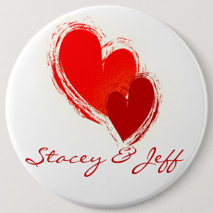 Badge Rond 15,2 Cm Deux coeurs dans l'amour