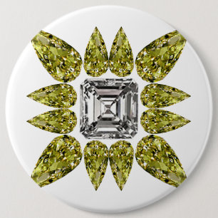 Badge Rond 15,2 Cm Diamant de poire jaune