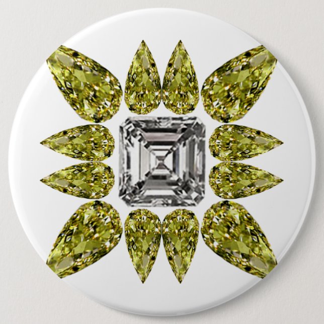 Badge Rond 15,2 Cm Diamant de poire jaune (Devant)