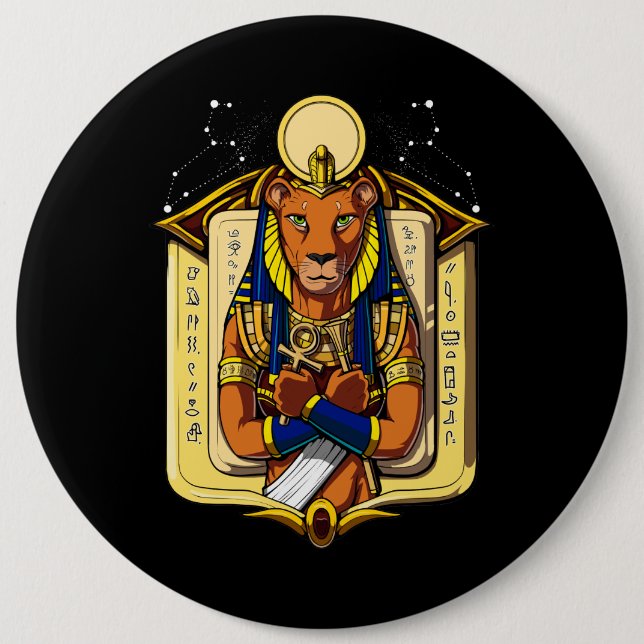 Badge Rond 15,2 Cm Dieu égyptien Bastet de Sekhmet de lionne de (Devant)