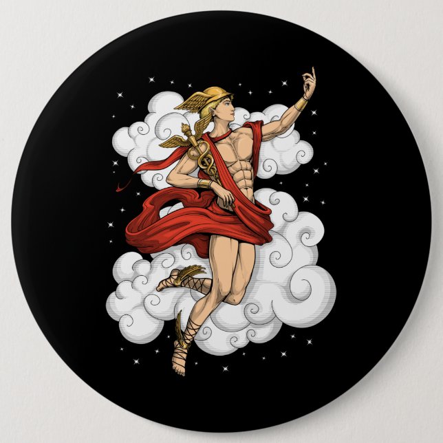Badge Rond 15,2 Cm Dieu grec Hermes (Devant)