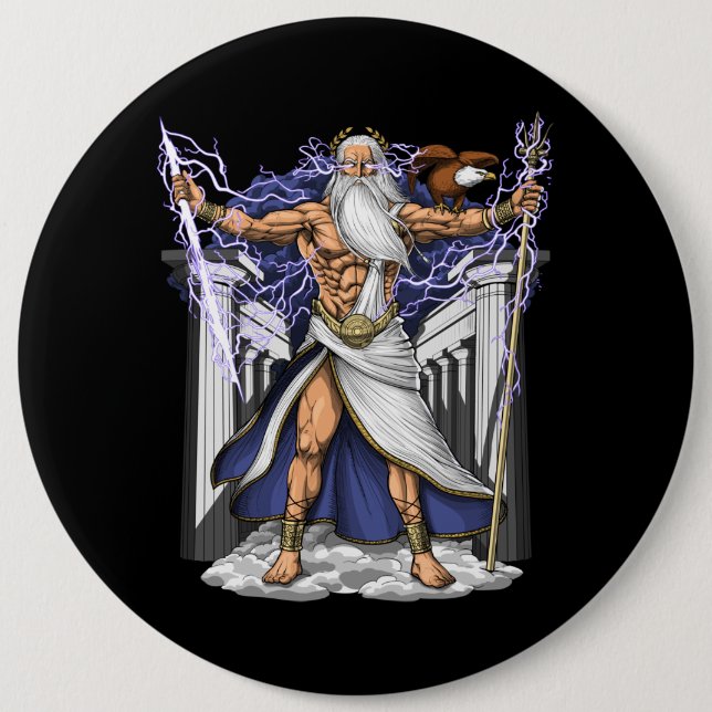 Badge Rond 15,2 Cm Dieu grec Zeus (Devant)