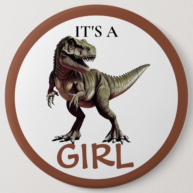 Badge Rond 15,2 Cm Dinosaur Baby shower fille (Devant)
