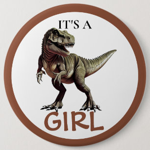 Badge Rond 15,2 Cm Dinosaur Baby shower fille