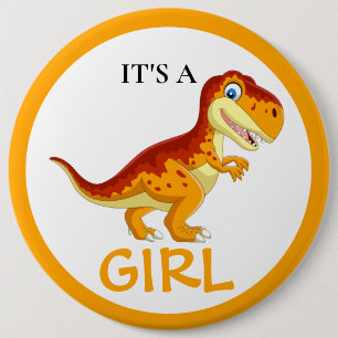 Badge Rond 15,2 Cm Dinosaur T Rex Baby shower Girl