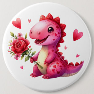 Badge Rond 15,2 Cm Dinosaure de la Saint Valentin