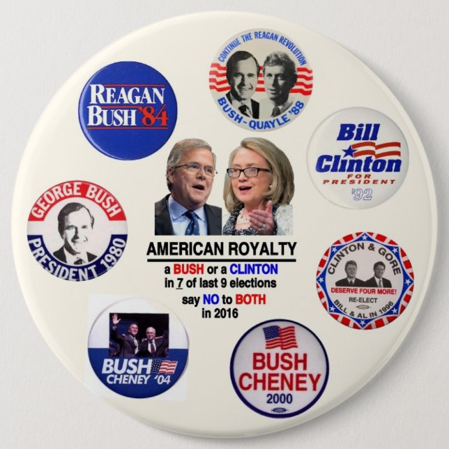 Badge Rond 15,2 Cm Dites non à Jeb et à Hillary en 2016 (Devant)