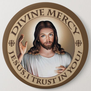 BADGE ROND 15,2 CM DIVINE MERCY JESUS JE FAIS CONFIANCE EN VOUS ! ENG