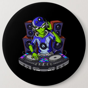 Badge Rond 15,2 Cm DJ de musique Alien