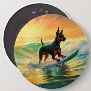 Badge Rond 15,2 Cm Doberman Beach Surf Peinture