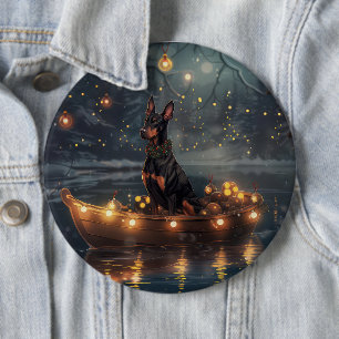 Badge Rond 15,2 Cm Doberman Christmas Festive Voyage