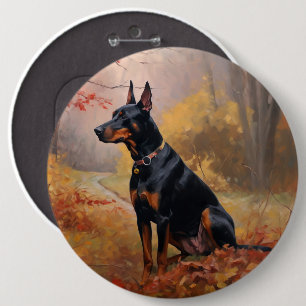 Badge Rond 15,2 Cm Doberman en automne Feuilles automne Inspire