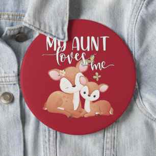 Badge Rond 15,2 Cm Doe et Fawn Ma tante m'aime