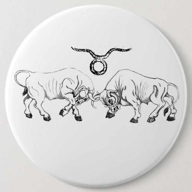 Badge Rond 15,2 Cm Double Taureau (Devant)