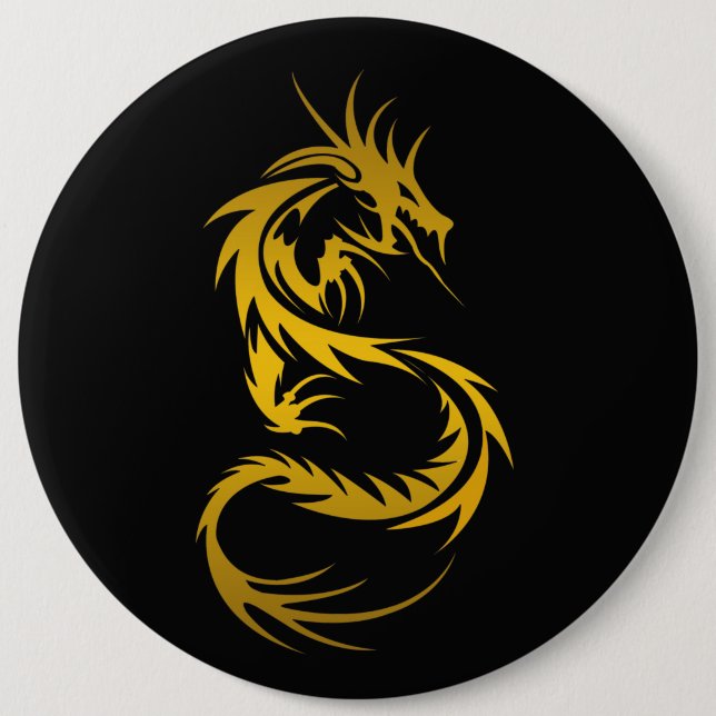 Badge Rond 15,2 Cm Dragon d'or (Devant)