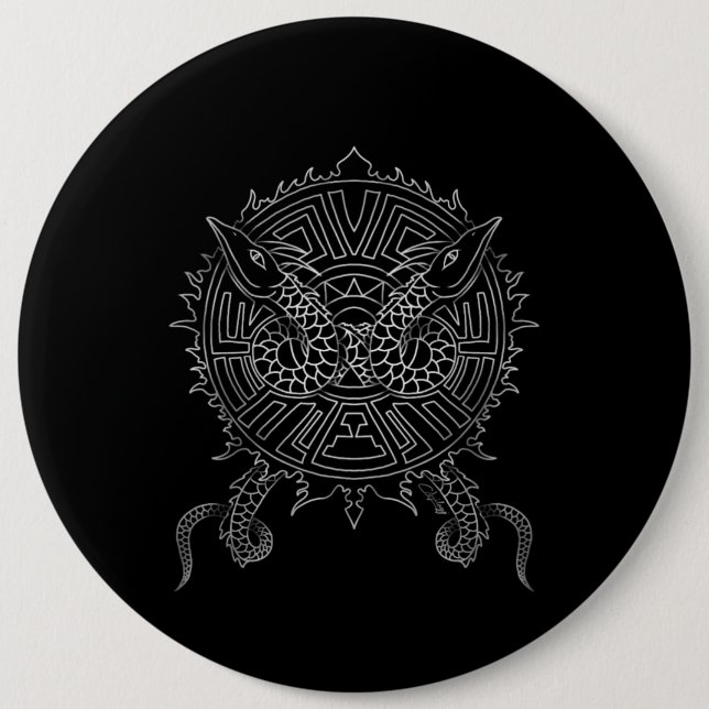 Badge Rond 15,2 Cm Dragon Mandala Tattoo Design (Devant)