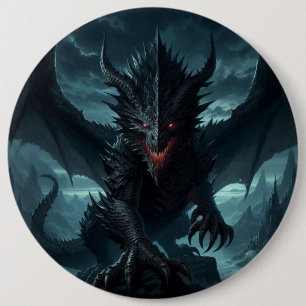 Badge Rond 15,2 Cm Dragon sombre et médiéval