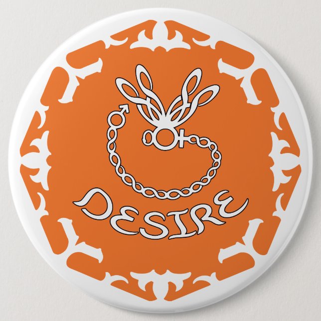 Badge Rond 15,2 Cm Dragonfly "Désir" du Chakra Sacral Orange sur fond (Devant)