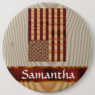 Badge Rond 15,2 Cm Drapeau américain Faux wood